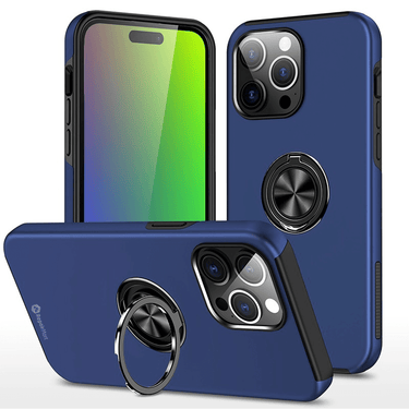 iPhone 15 Compatible Case Cover With Shockproof Magnetic Ring Holder - Navy